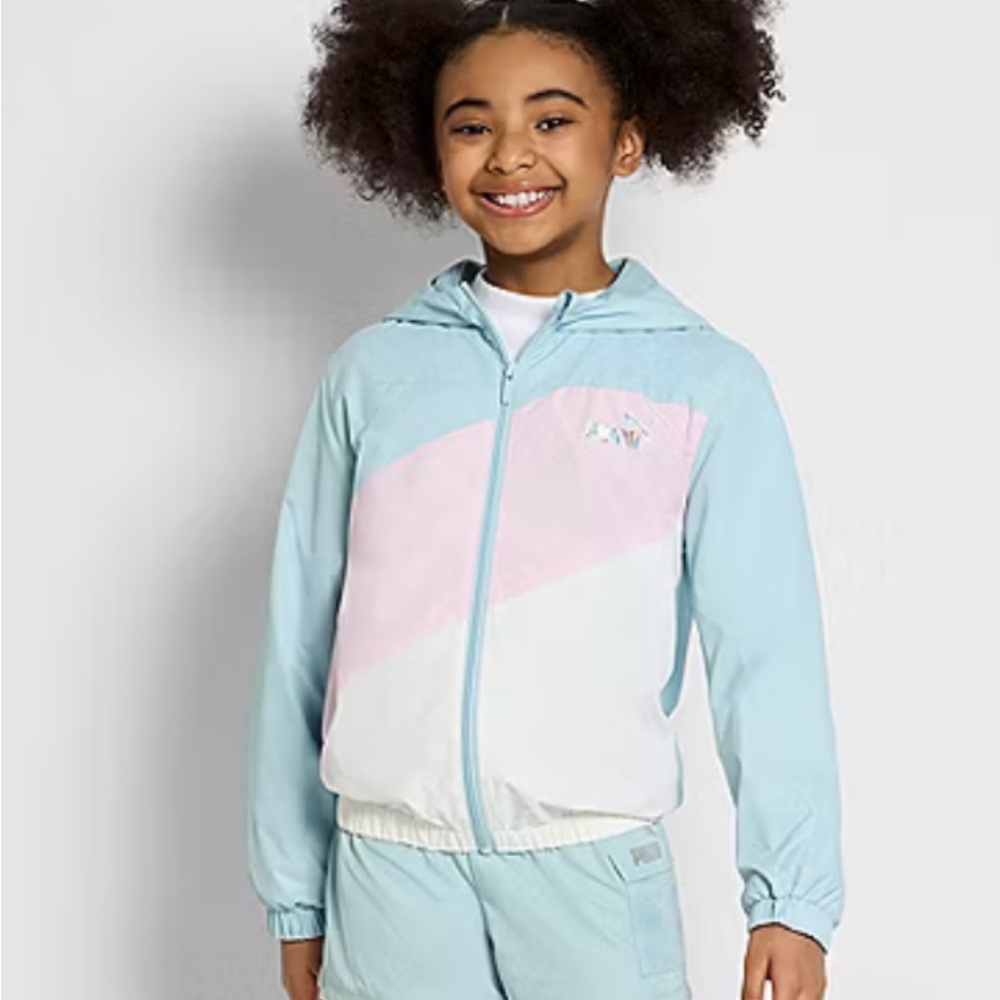 Puma Kids' Blue and Pink Hooded Jacket